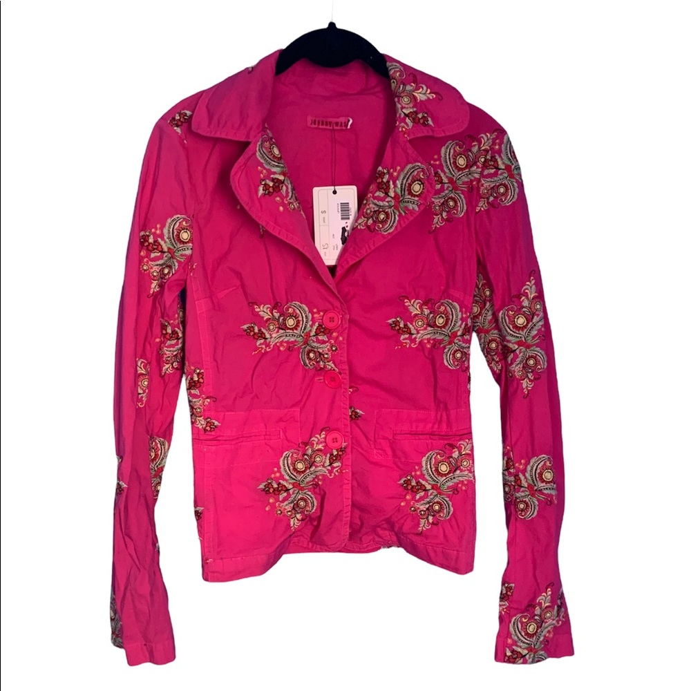 Johnny Was Hot Pink Emroidered Floral Blazer Jacket NWT Size XS